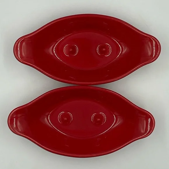 Pfaltzgraff Red Glazed Baked Potato Dishes - Set of 2 - Picture 4 of 7